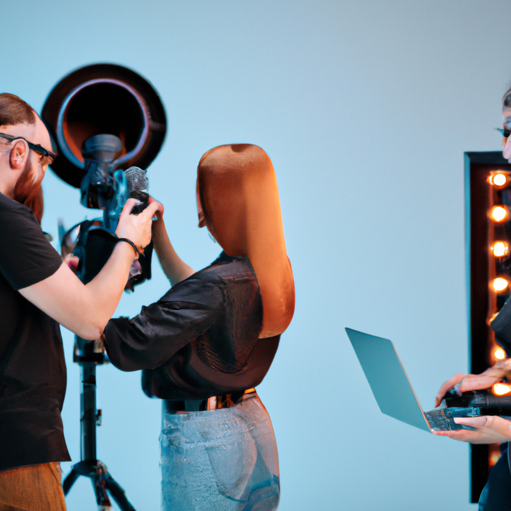 AI-generated portrait of a retoucher at desk with calibrated display